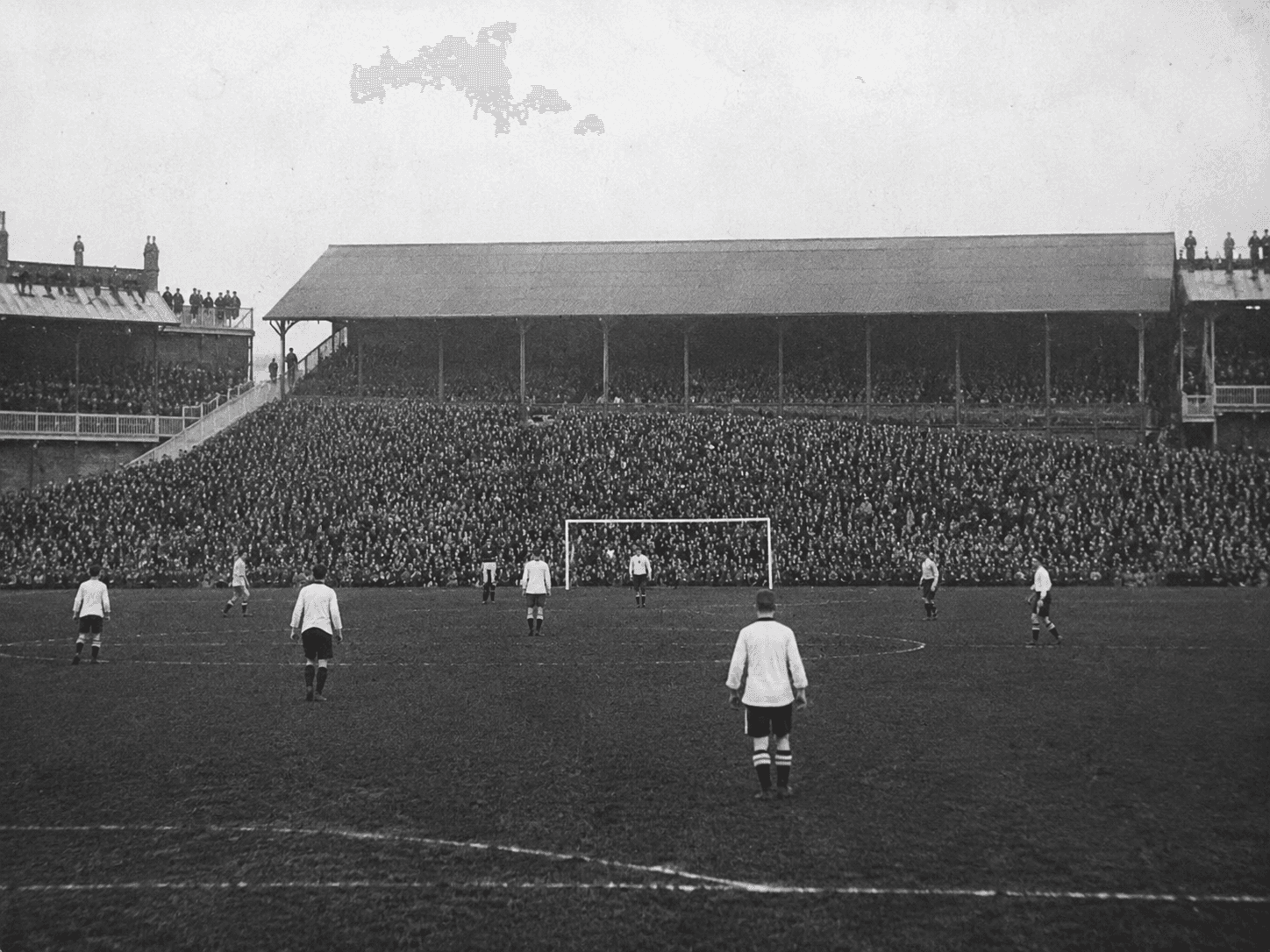 Historical black and white stadium photograph