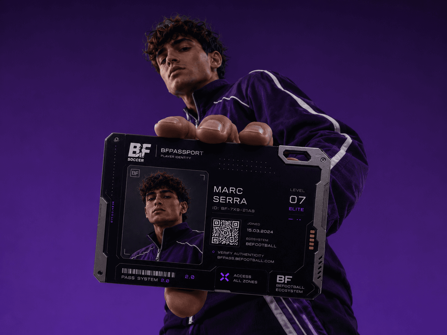 Player holding a BF Passport card